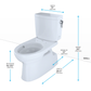 TOTO CST474CUFRG#01 Vespin II 1G Two-Piece Elongated 1.0 GPF Universal Height Skirted Toilet with CEFIONTECT and Right-Hand Trip Lever , Cotton White