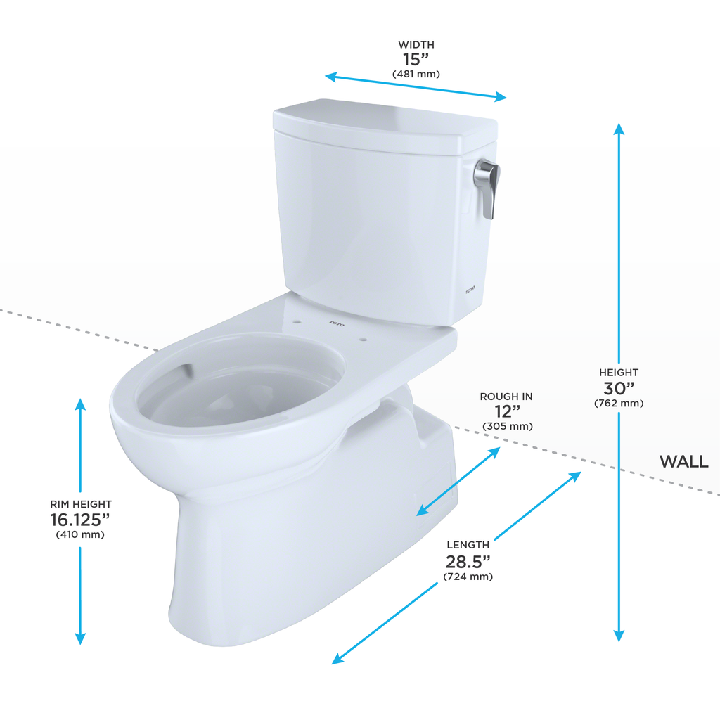 TOTO CST474CUFRG#01 Vespin Ii 1G Two-Piece Elongated 1.0 Gpf Universal Height Skirted Toilet With Cefiontect And Right-Hand Trip Lever - Cotton White