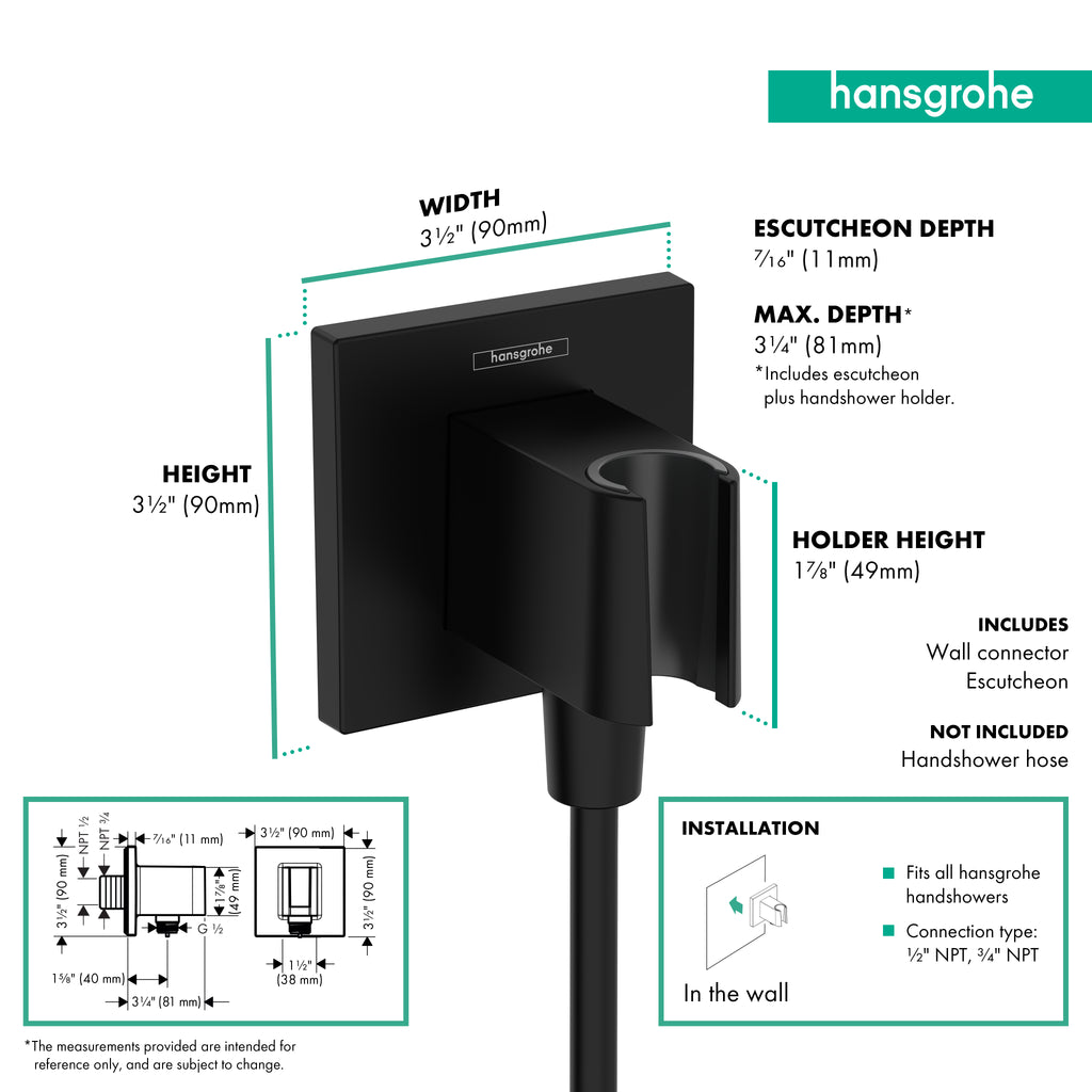HANSGROHE 26889671 FixFit E Wall Outlet with Handshower Holder - Matte Black