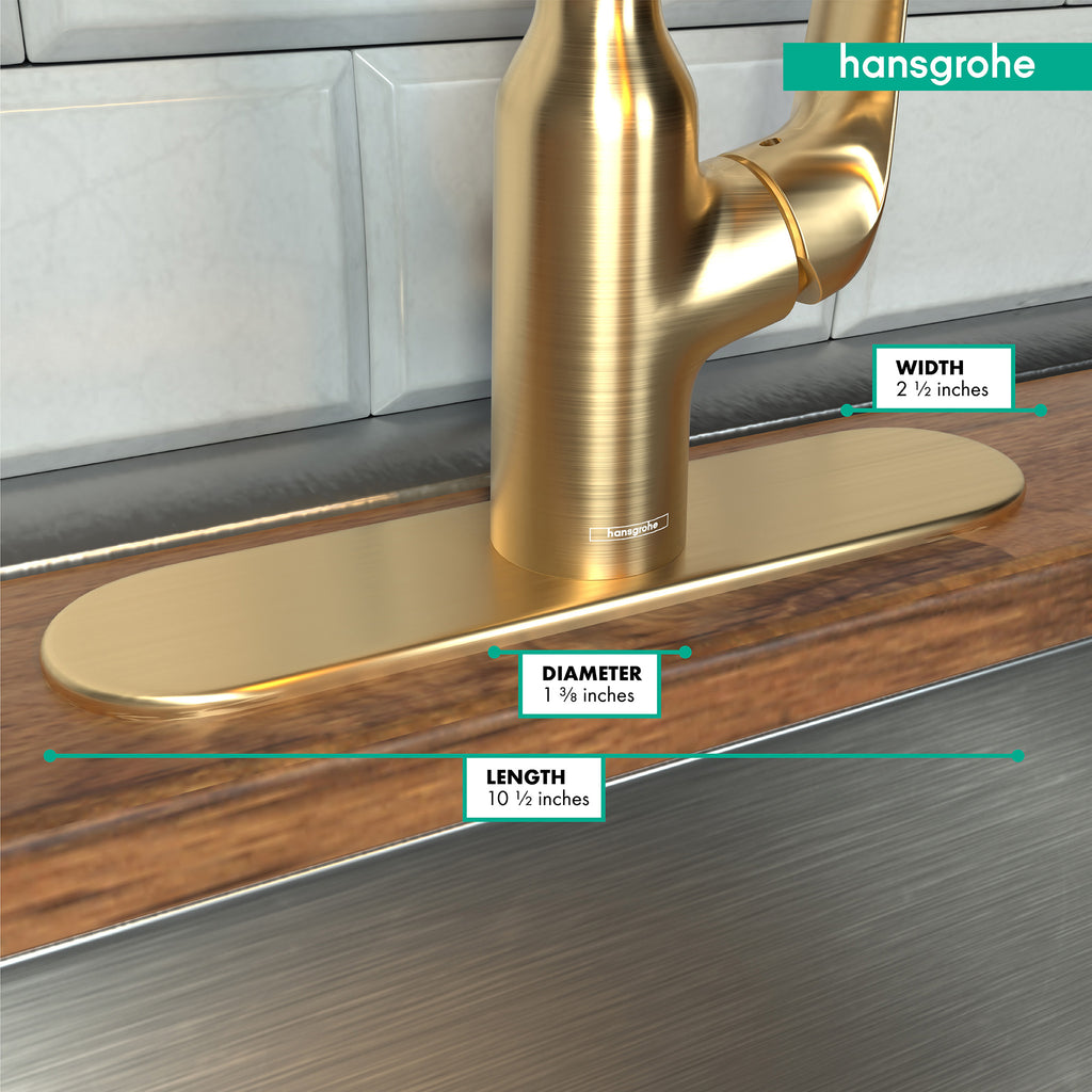 HANSGROHE 14019251  Base Plate for Single-Hole Kitchen Faucets, 10" - Brushed Gold Optic