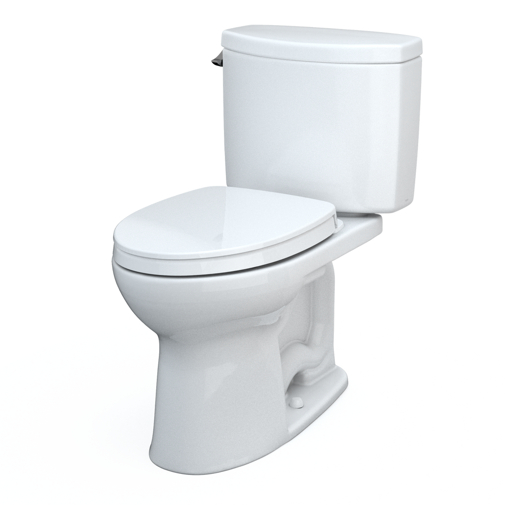 TOTO MS454124CEFG#01 Drake Ii Two-Piece Elongated 1.28 Gpf Universal Height Toilet With Cefiontect And Ss124 Softclose Seat - Cotton White