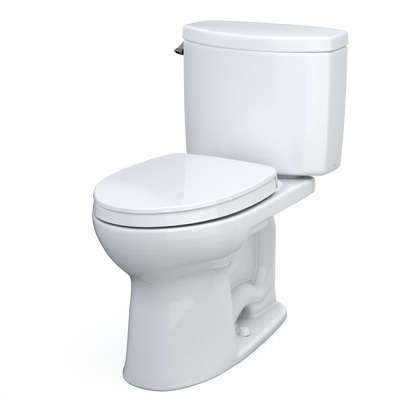 TOTO MS454124CEFG#01 Drake Ii Two-Piece Elongated 1.28 Gpf Universal Height Toilet With Cefiontect And Ss124 Softclose Seat - Cotton White