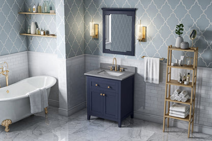 JEFFREY ALEXANDER VKITCHA30BLSGR 30" Hale Blue Chatham Vanity, Steel Grey Cultured Marble Vanity Top, undermount rectangle bowl - Hale Blue