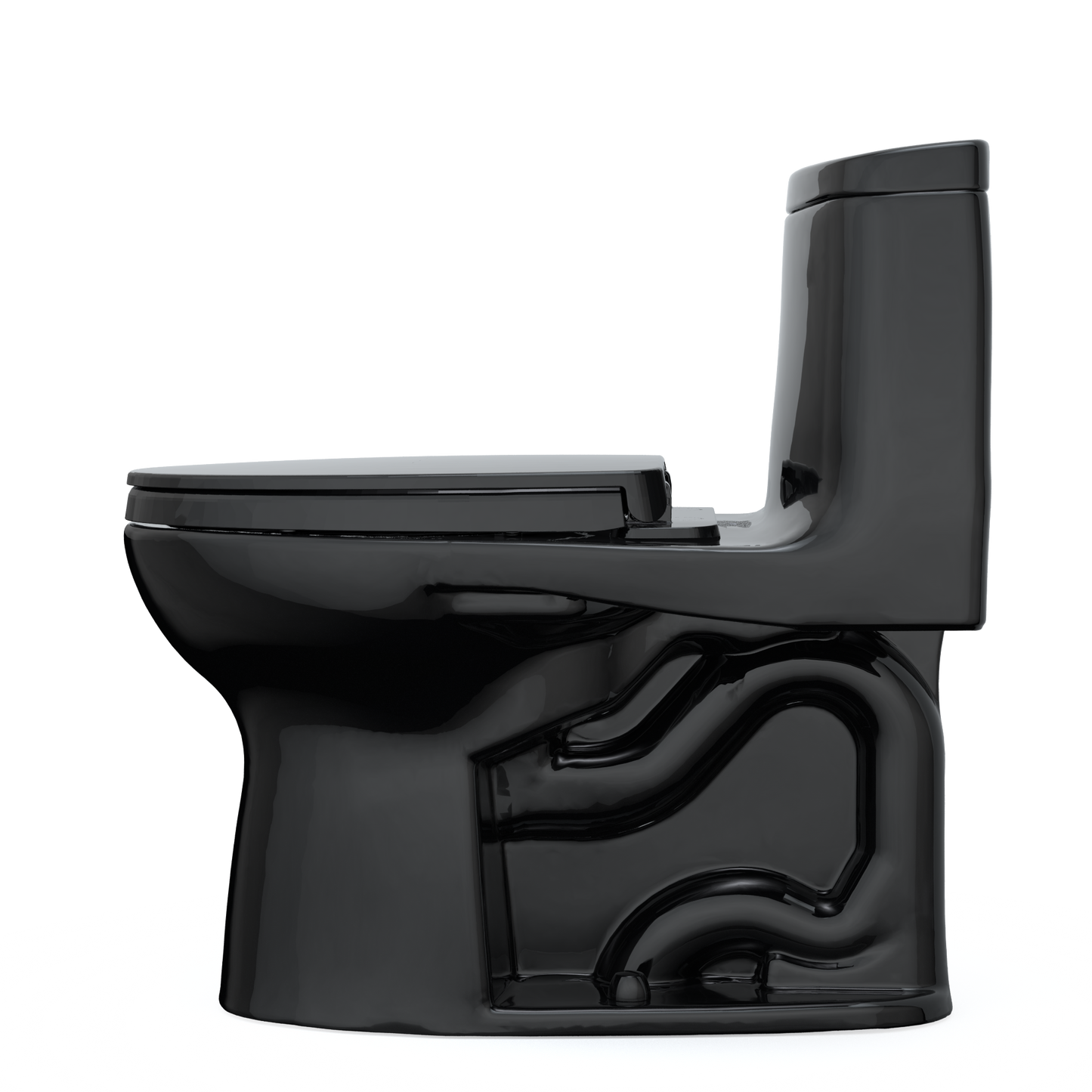 TOTO MS604124CEF#51 UltraMax II One-Piece Elongated 1.28 GPF Universal Height Toilet with SS124 SoftClose Seat , Ebony