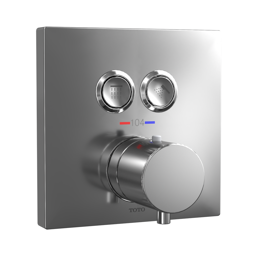 TOTO TBV02406U#CP Square Thermostatic Mixing Valve With 2-Function Shower Trim - Polished Chrome