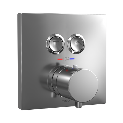 TOTO TBV02406U#CP Square Thermostatic Mixing Valve With 2-Function Shower Trim - Polished Chrome