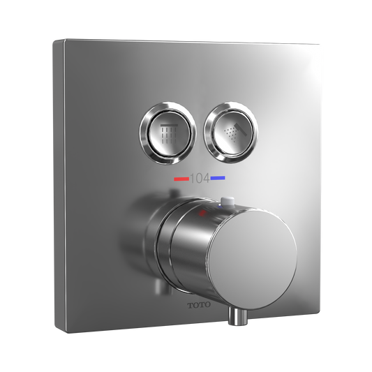 TOTO TBV02406U#CP Square Thermostatic Mixing Valve With 2-Function Shower Trim - Polished Chrome