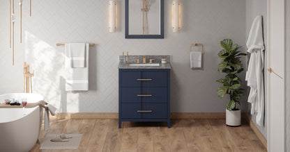 JEFFREY ALEXANDER VKITKAT30BLBOR 30" Hale Blue Katara Vanity, Boulder Cultured Marble Vanity Top, undermount rectangle bowl - Hale Blue