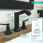 HANSGROHE 31331671 Metropol Classic Widespread Faucet 160 with Lever Handles and Pop-Up Drain, 1.2 GPM - Matte Black