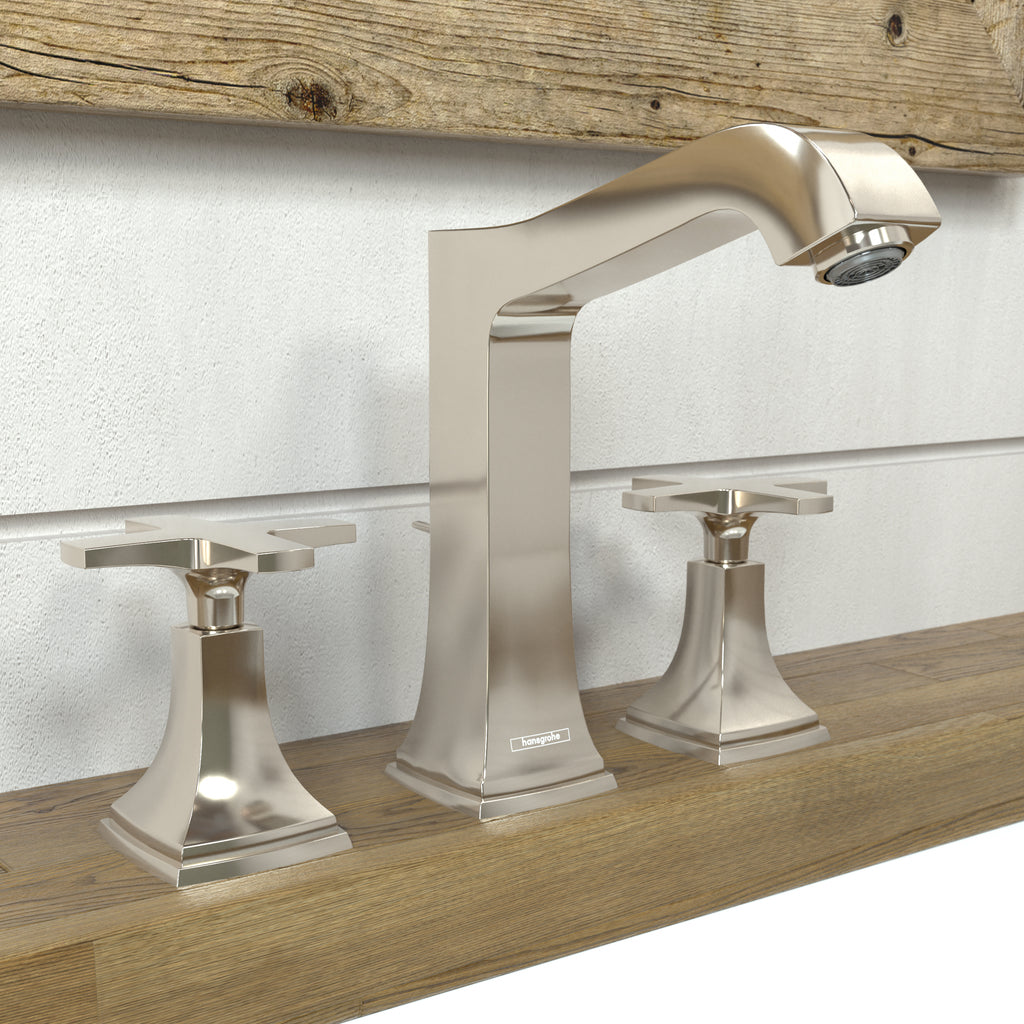 HANSGROHE 31307831 Metropol Classic Widespread Faucet 160 with Cross Handles and Pop-Up Drain, 1.2 GPM - Polished Nickel
