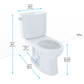 TOTO CST454CEFG#01 Drake II Two-Piece Elongated 1.28 GPF Universal Height Toilet with CEFIONTECT , Cotton White