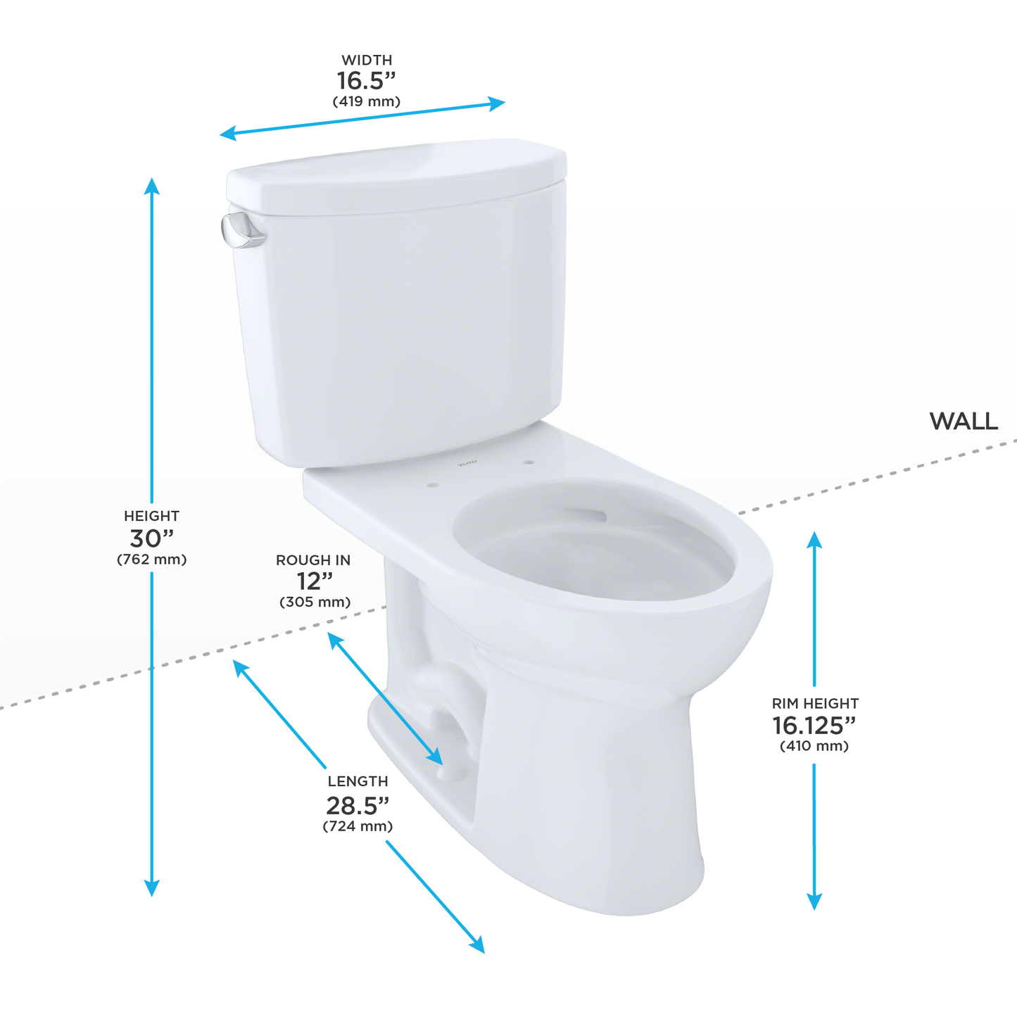 TOTO CST454CEFG#01 Drake II Two-Piece Elongated 1.28 GPF Universal Height Toilet with CEFIONTECT , Cotton White