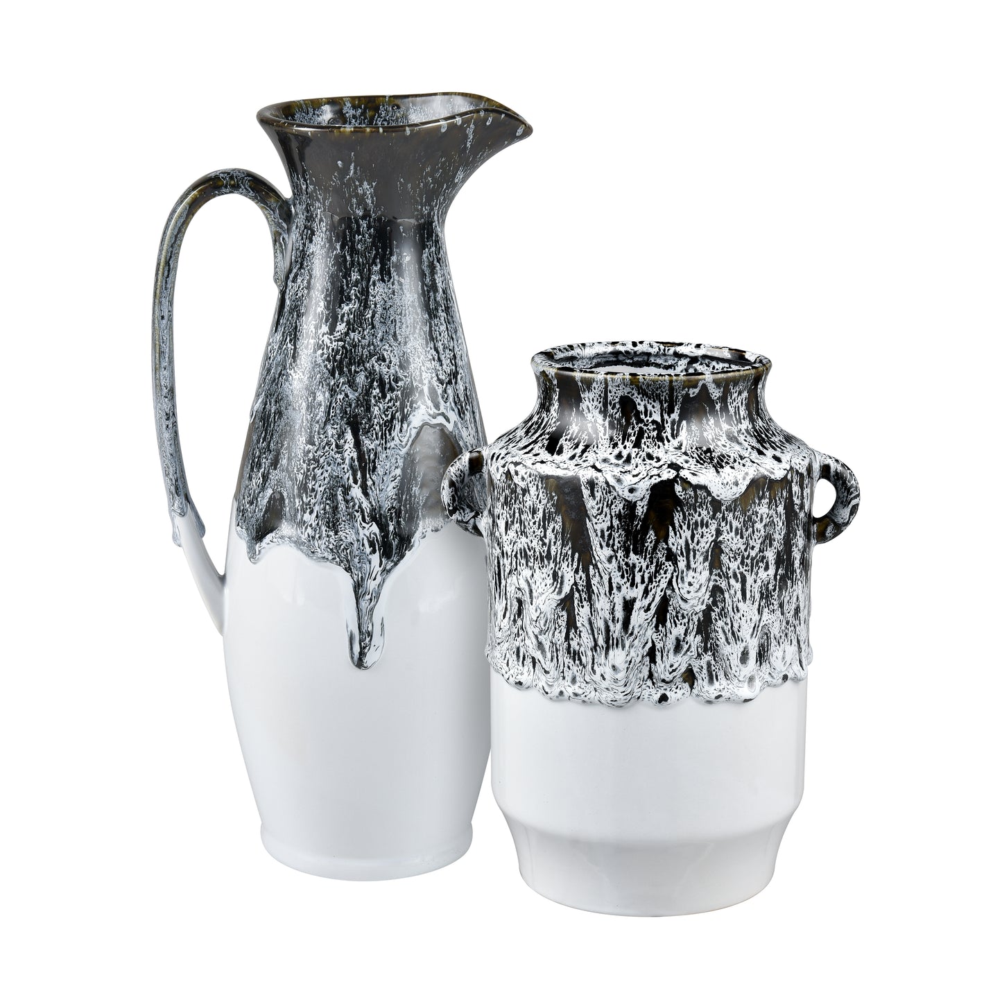 ELK STUDIO S0017-9734 Gallemore Pitcher - Black and White Glazed