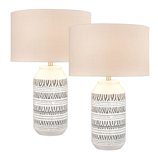 ELK STUDIO S0019-8044/S2 Calabar Table Lamp - Set of 2 White