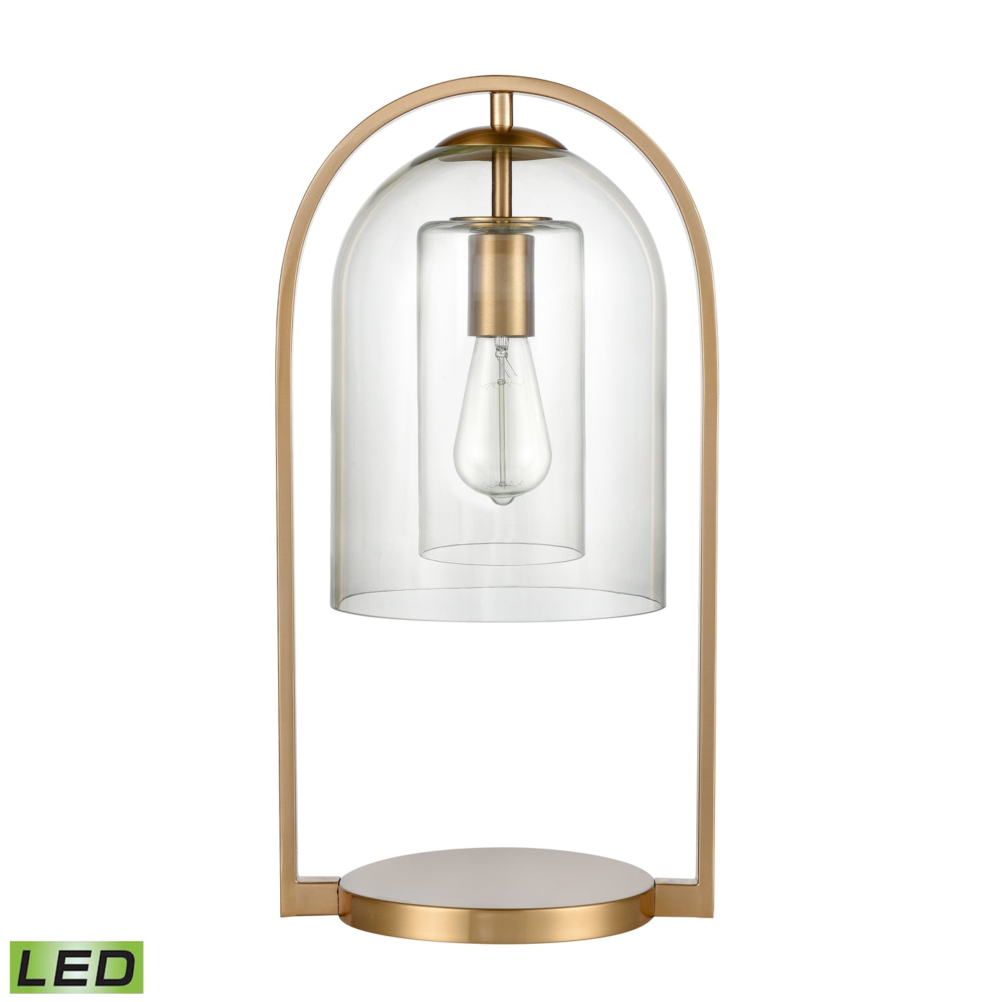 ELK STUDIO S0019-9579-LED Bell Jar 20'' High 1-Light Desk Lamp - Aged Brass - Includes LED Bulb