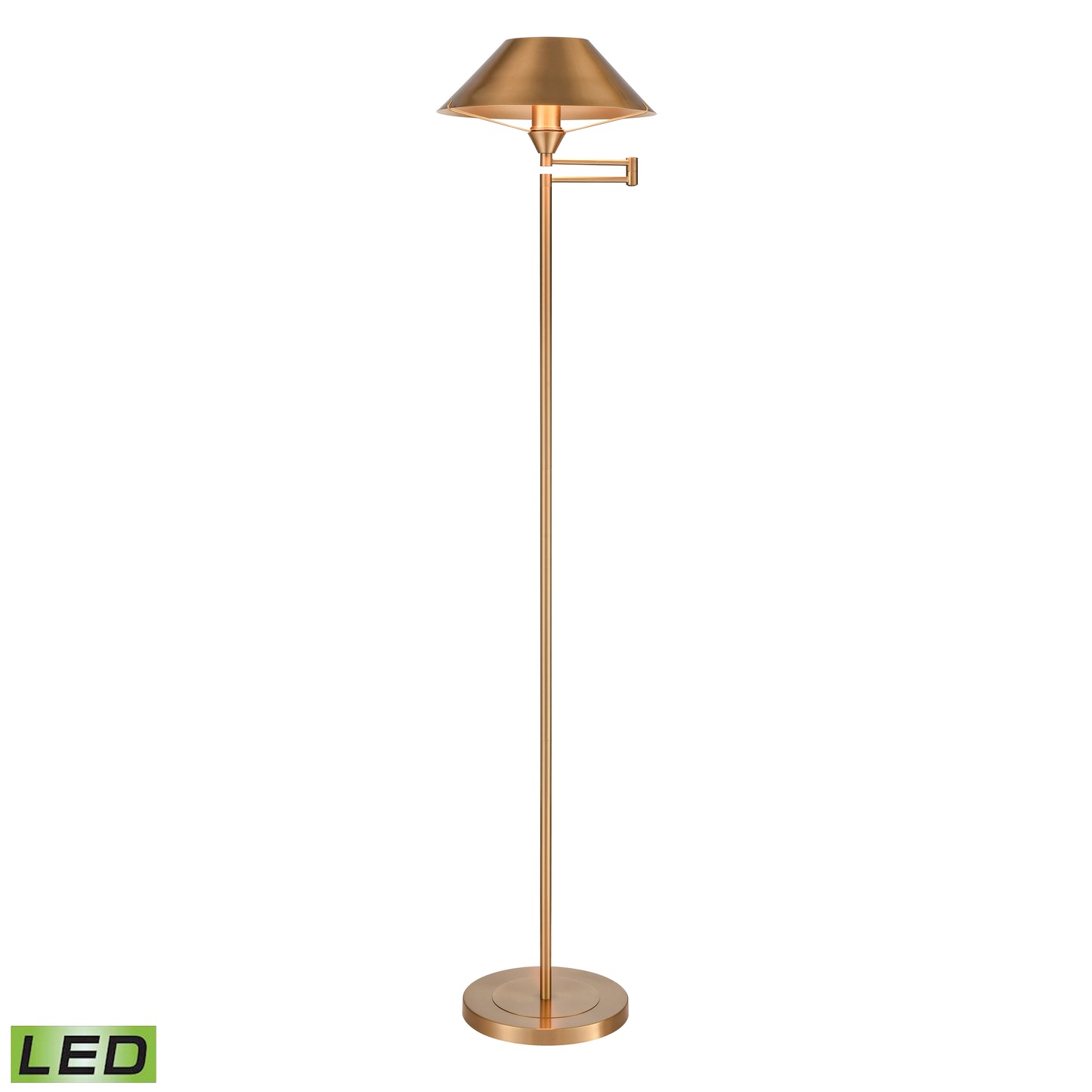 ELK STUDIO S0019-9604-LED Arcadia 63'' High 1-Light Floor Lamp - Aged Brass - Includes LED Bulb