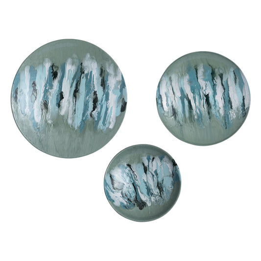 ELK STUDIO S0806-11356/S3 Spindrift Dimensional Wall Art - Set of 3 Seafoam Green Enamel