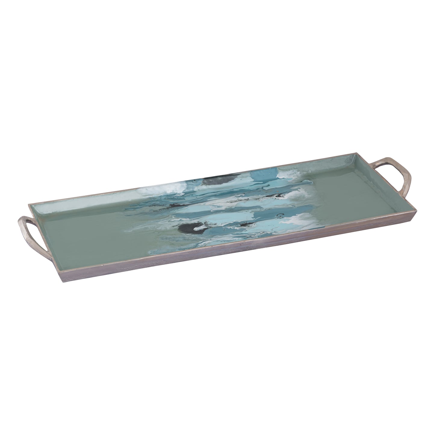 ELK STUDIO S0807-11355/S2 Spindrift Tray - Set of 2 Seafoam Green Enamel