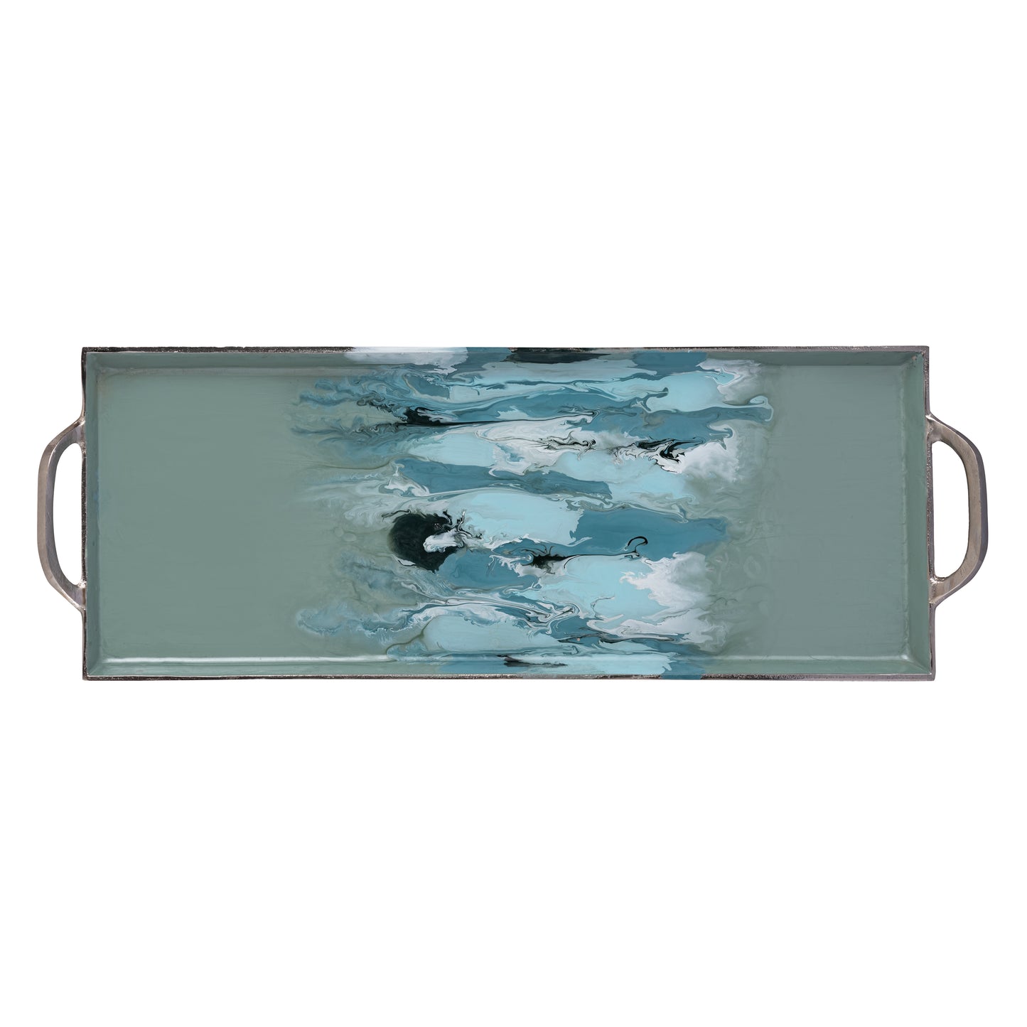 ELK STUDIO S0807-11355/S2 Spindrift Tray - Set of 2 Seafoam Green Enamel