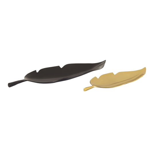 ELK STUDIO S0807-9790/S2 Ennis Leaf Tray - Set of 2 Bronze and Brass