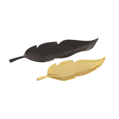 ELK STUDIO S0807-9790/S2 Ennis Leaf Tray - Set of 2 Bronze and Brass