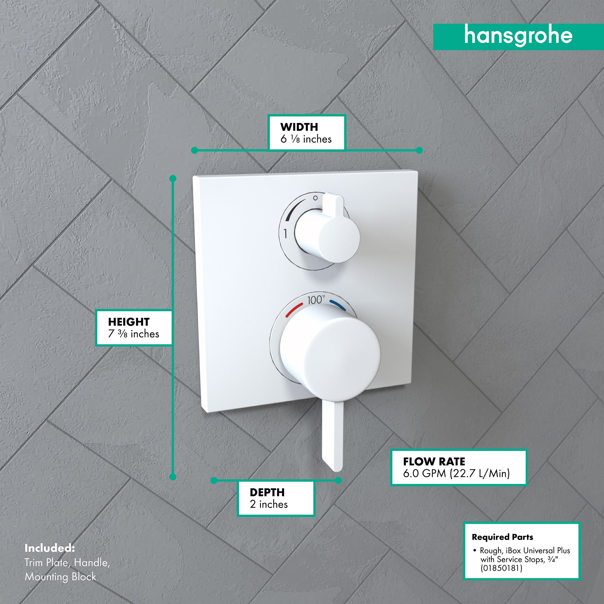 HANSGROHE 15712701 Ecostat Thermostatic Trim with Volume Control - Matte White