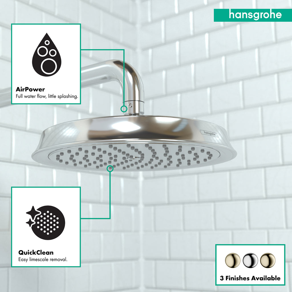 HANSGROHE 28421001 Raindance Classic Showerhead 180 1-Jet, 2.5 GPM - Chrome