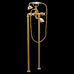 MOEN S22105BG Weymouth  Two-Handle Tub Filler Includes Hand Shower In Brushed Gold