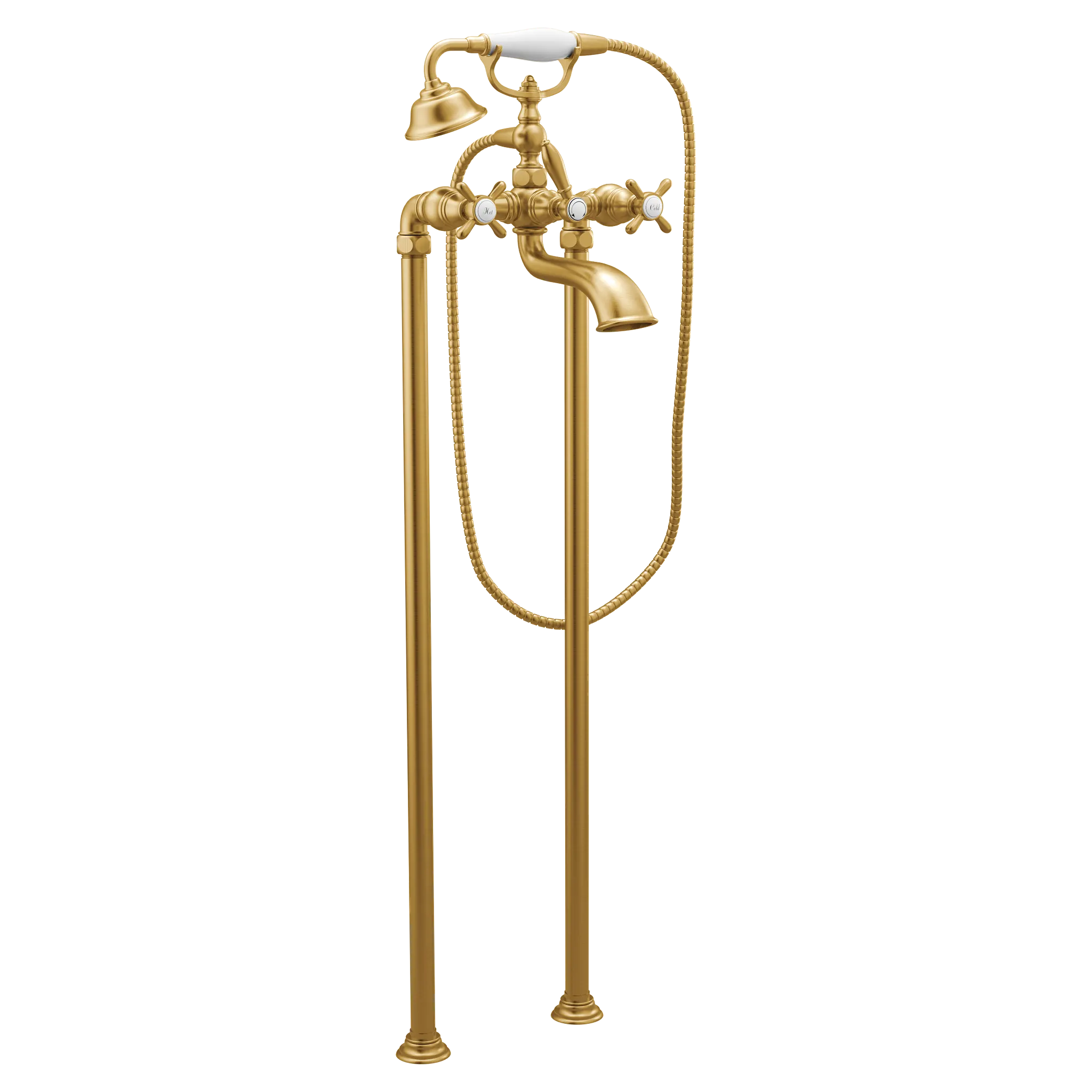 MOEN S22105BG Weymouth Two-Handle Tub Filler Includes Hand Shower - Brushed Gold