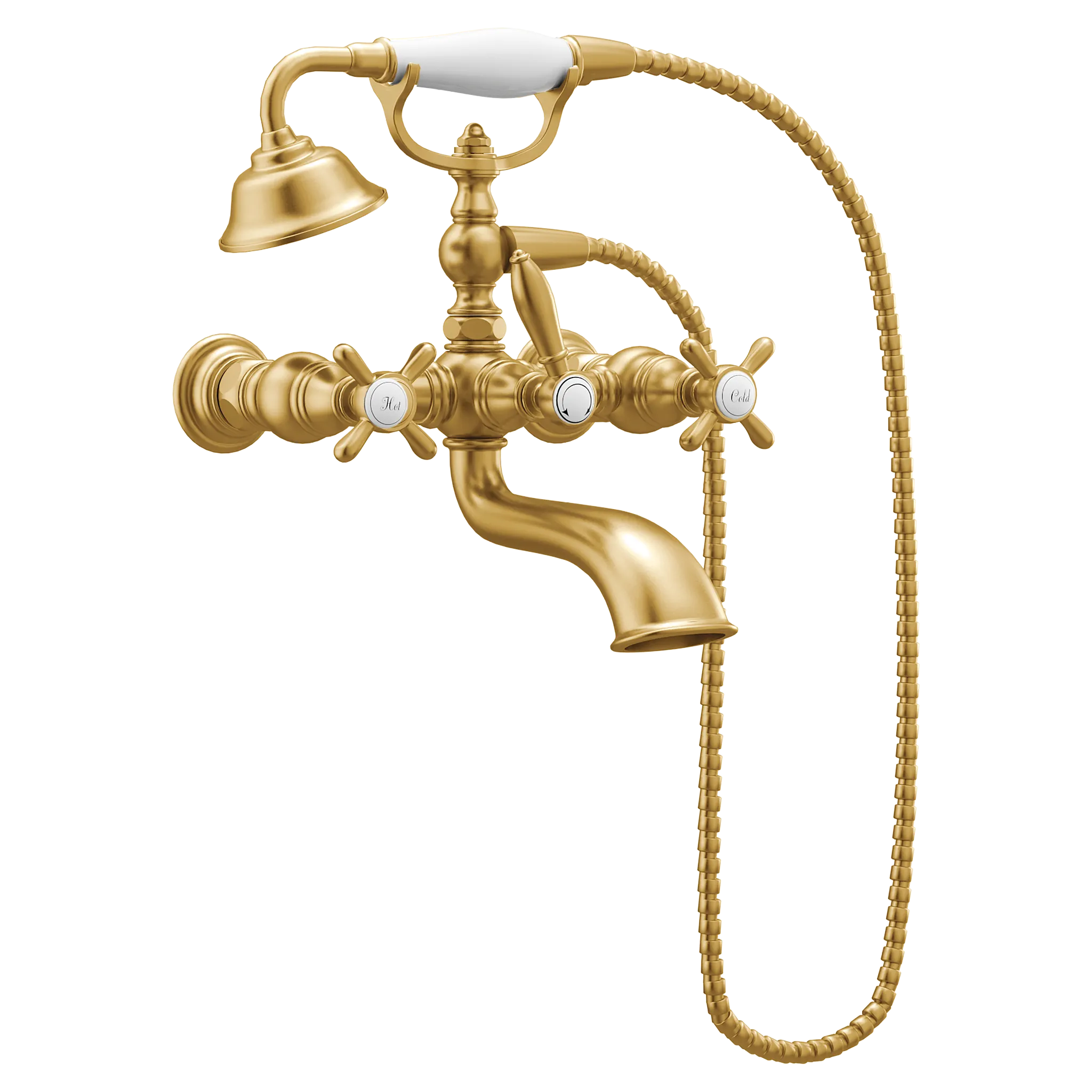 MOEN S22105BG Weymouth Two-Handle Tub Filler Includes Hand Shower - Brushed Gold