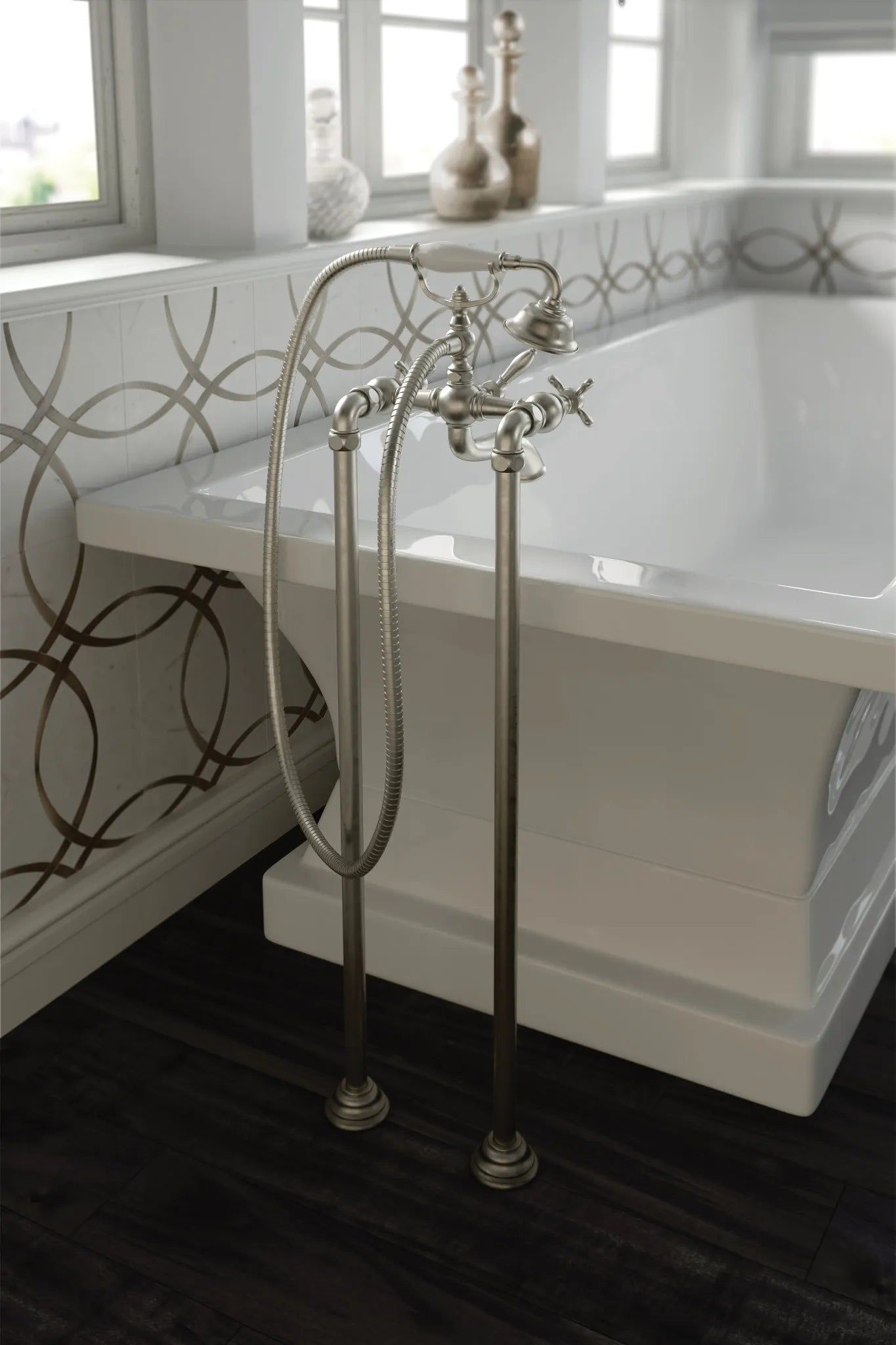 MOEN S22105BN Weymouth Two-Handle Tub Filler Including Handheld Shower - Brushed Nickel