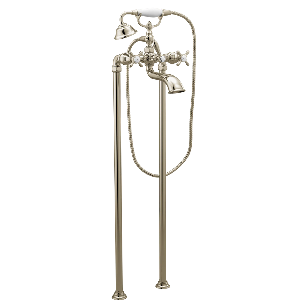 MOEN S22105NL Weymouth Two-Handle Tub Filler Includes Hand Shower - Polished Nickel