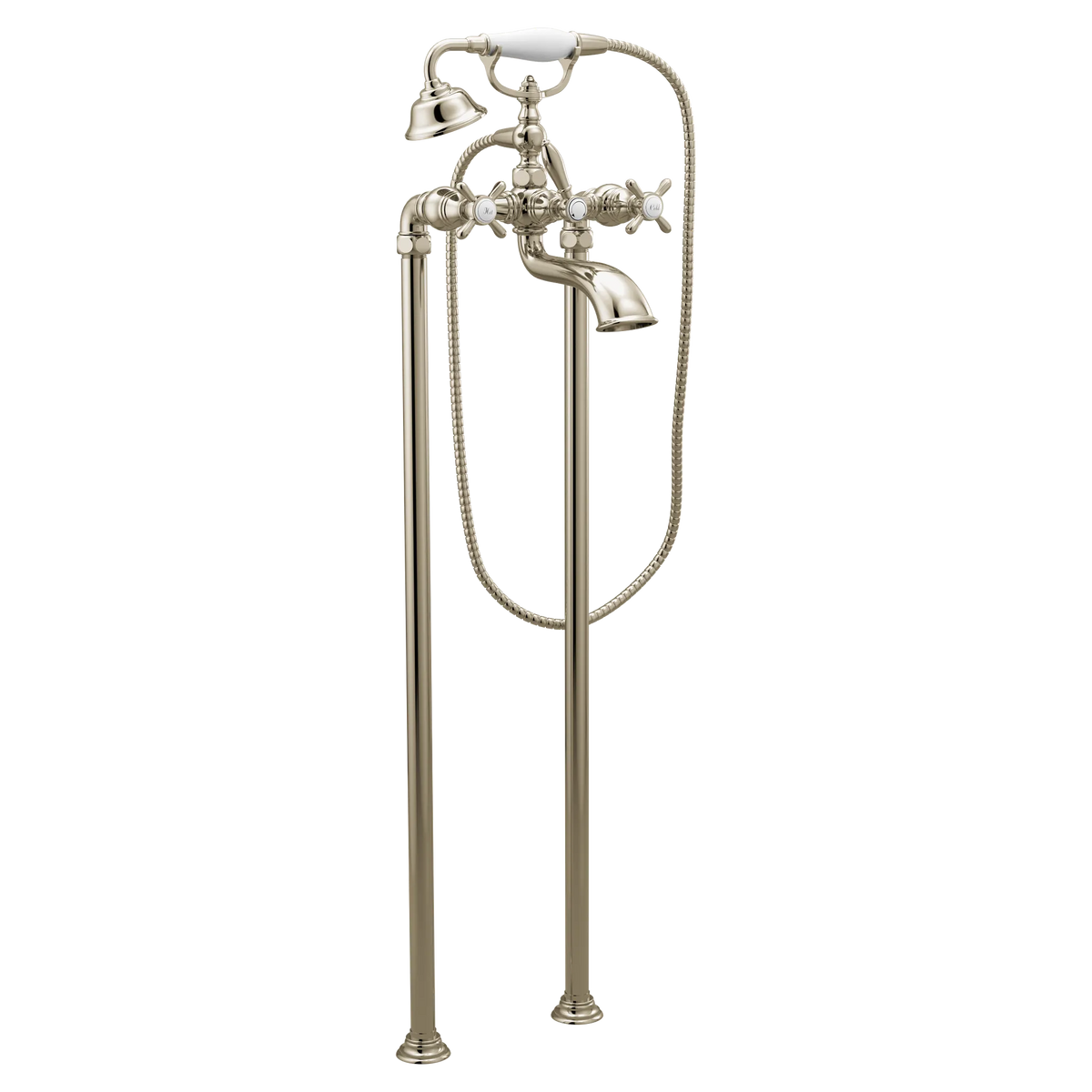 MOEN S22105NL Weymouth Two-Handle Tub Filler Includes Hand Shower - Polished Nickel