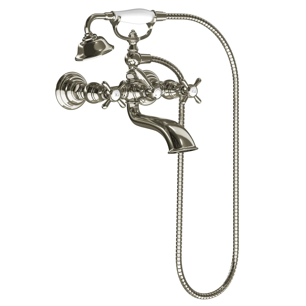 MOEN S22105NL Weymouth Two-Handle Tub Filler Includes Hand Shower - Polished Nickel