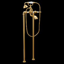 MOEN S22110BG Weymouth  Two-Handle Tub Filler Includes Hand Shower In Brushed Gold