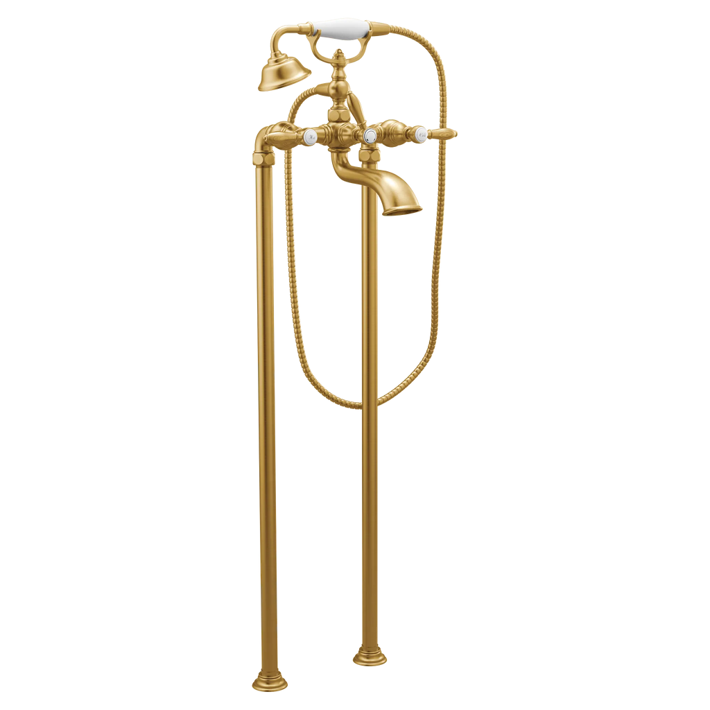 MOEN S22110BG Weymouth Two-Handle Tub Filler Including Handheld Shower - Brushed Gold