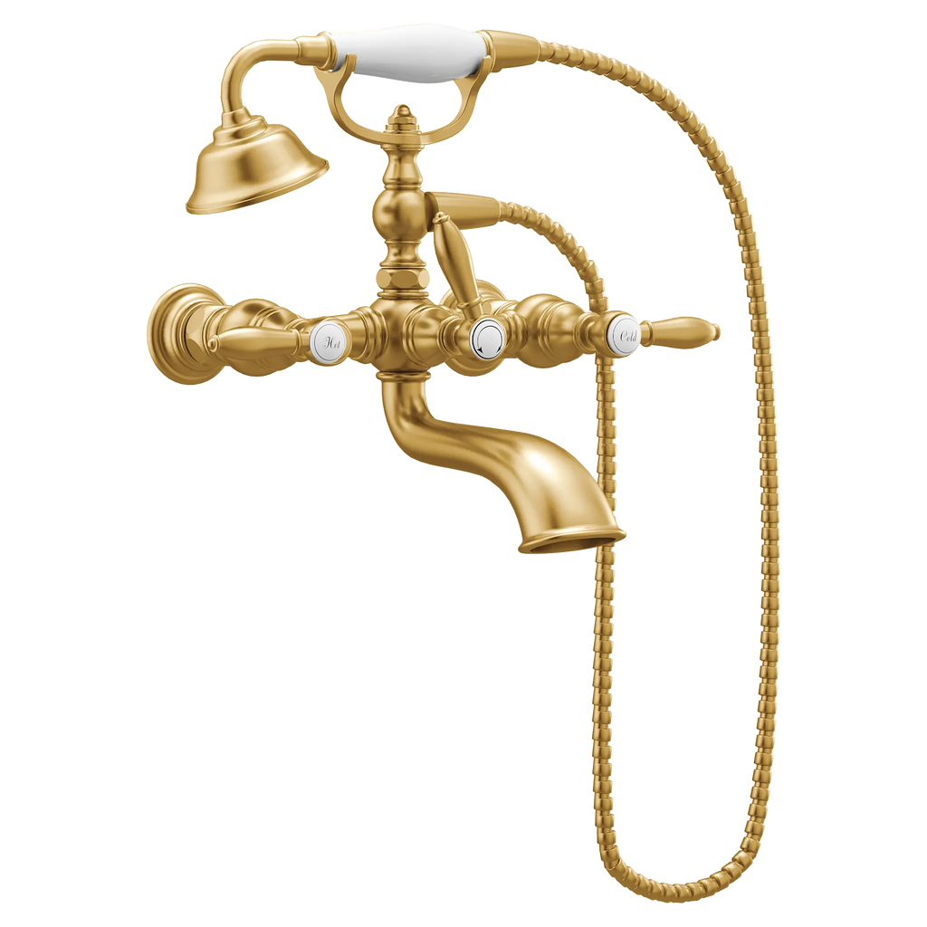 MOEN S22110BG Weymouth Two-Handle Tub Filler Including Handheld Shower - Brushed Gold