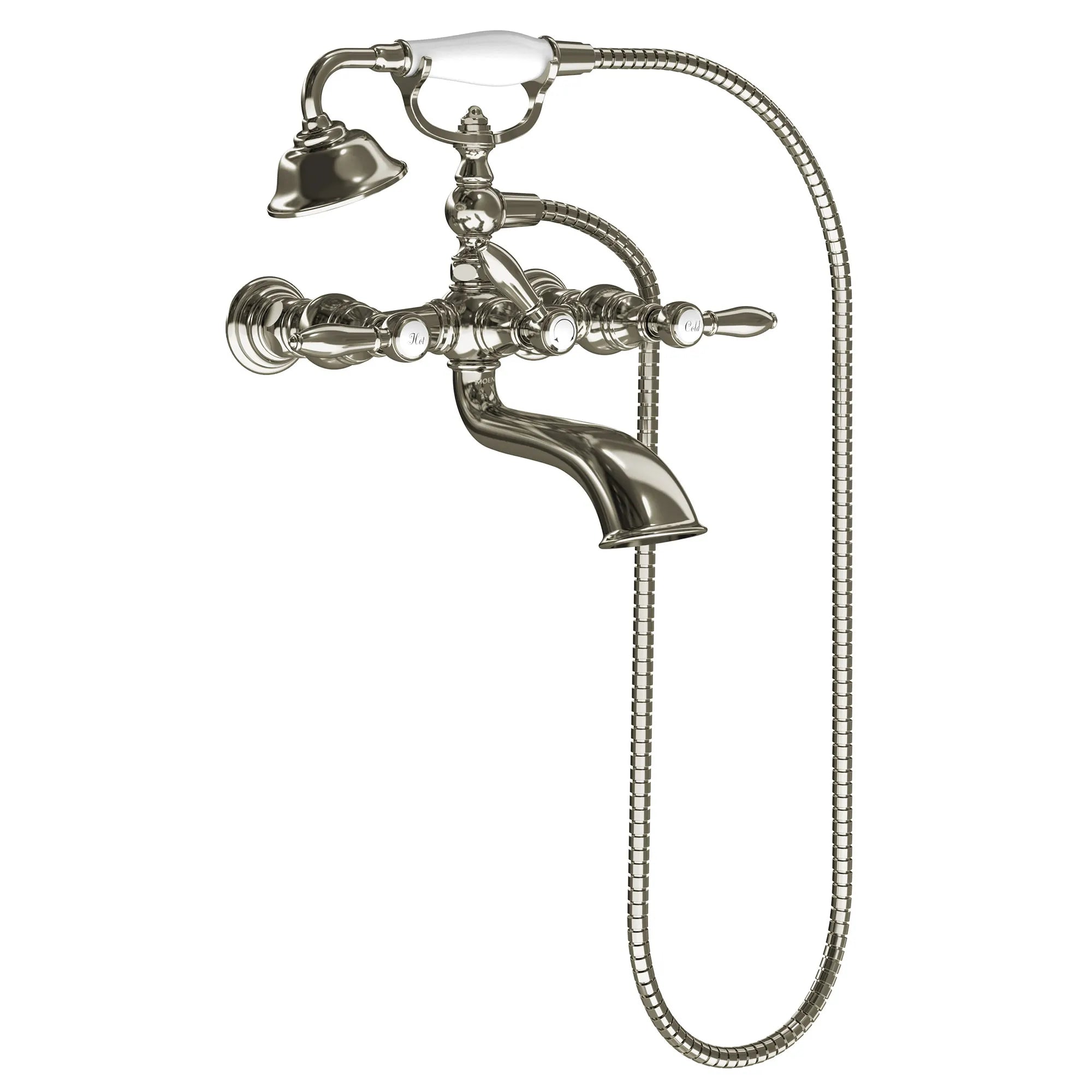MOEN S22110NL Weymouth Two-Handle Tub Filler Including Handheld Shower - Polished Nickel
