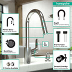 HANSGROHE 04505670 Focus HighArc Kitchen Faucet, 2-Spray Pull-Down, 1.75 GPM - Matte Black