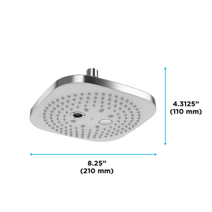 TOTO TBW02004U1#CP G Series 2.5 Gpm Multifunction 8.5 Inch Square Showerhead With Comfort Wave And Warm Spa - Polished Chrome