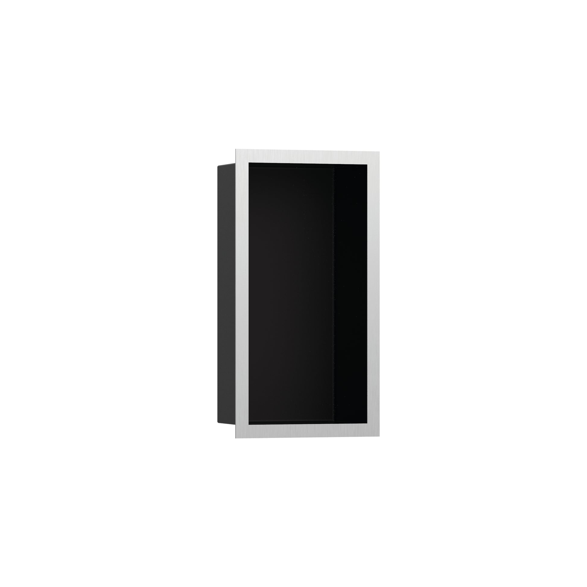 HANSGROHE 56095800 XtraStoris Individual Wall Niche Matte Black with Design Frame 12"x 6"x 4" in Brushed Stainless Steel