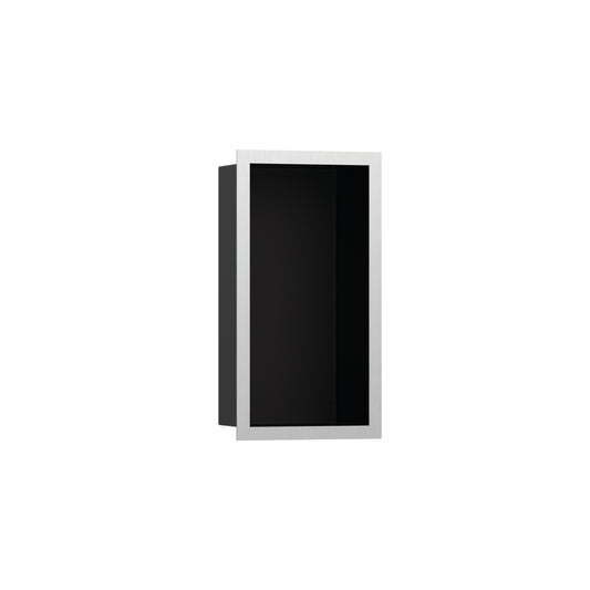 HANSGROHE 56095800 XtraStoris Individual Wall Niche Matte Black with Design Frame 12"x 6"x 4" in Brushed Stainless Steel