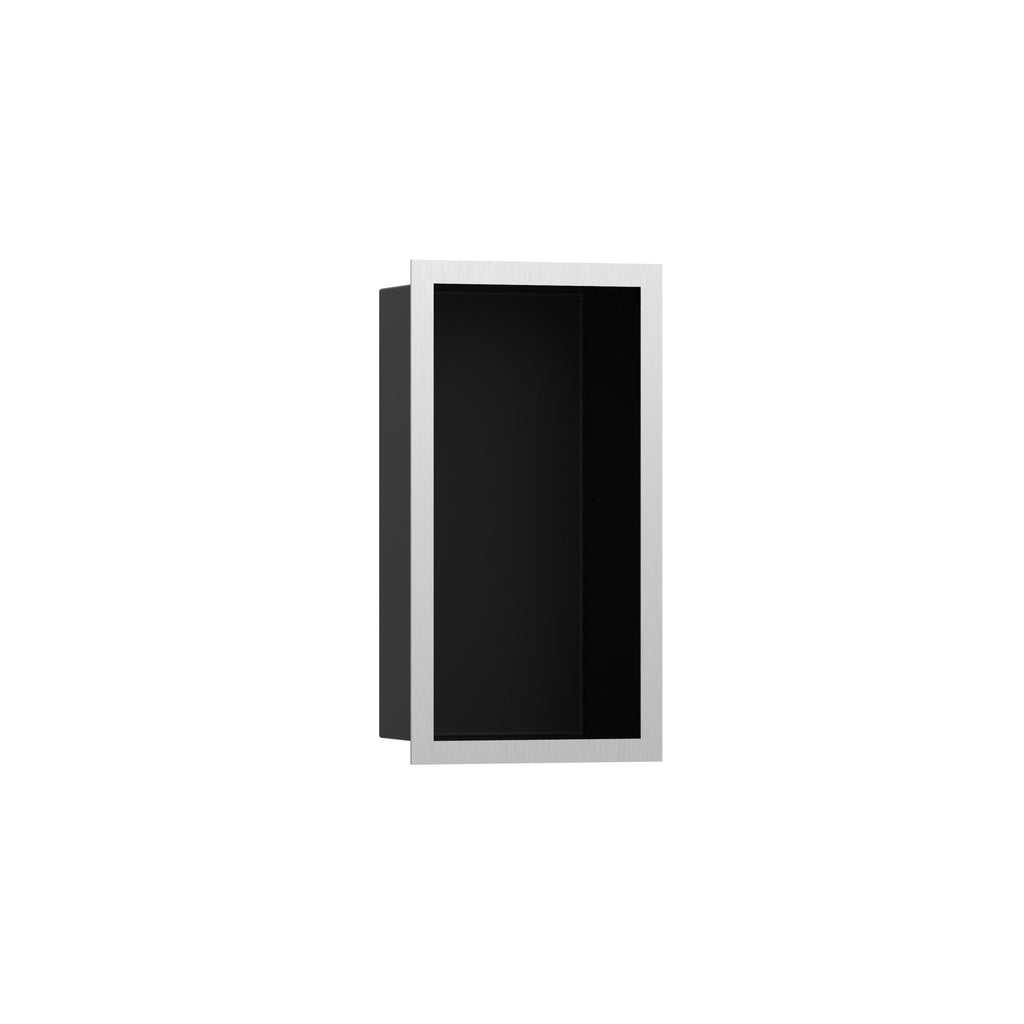 HANSGROHE 56095800 XtraStoris Individual Wall Niche Matte Black with Design Frame 12"x 6"x 4" - Brushed Stainless Steel