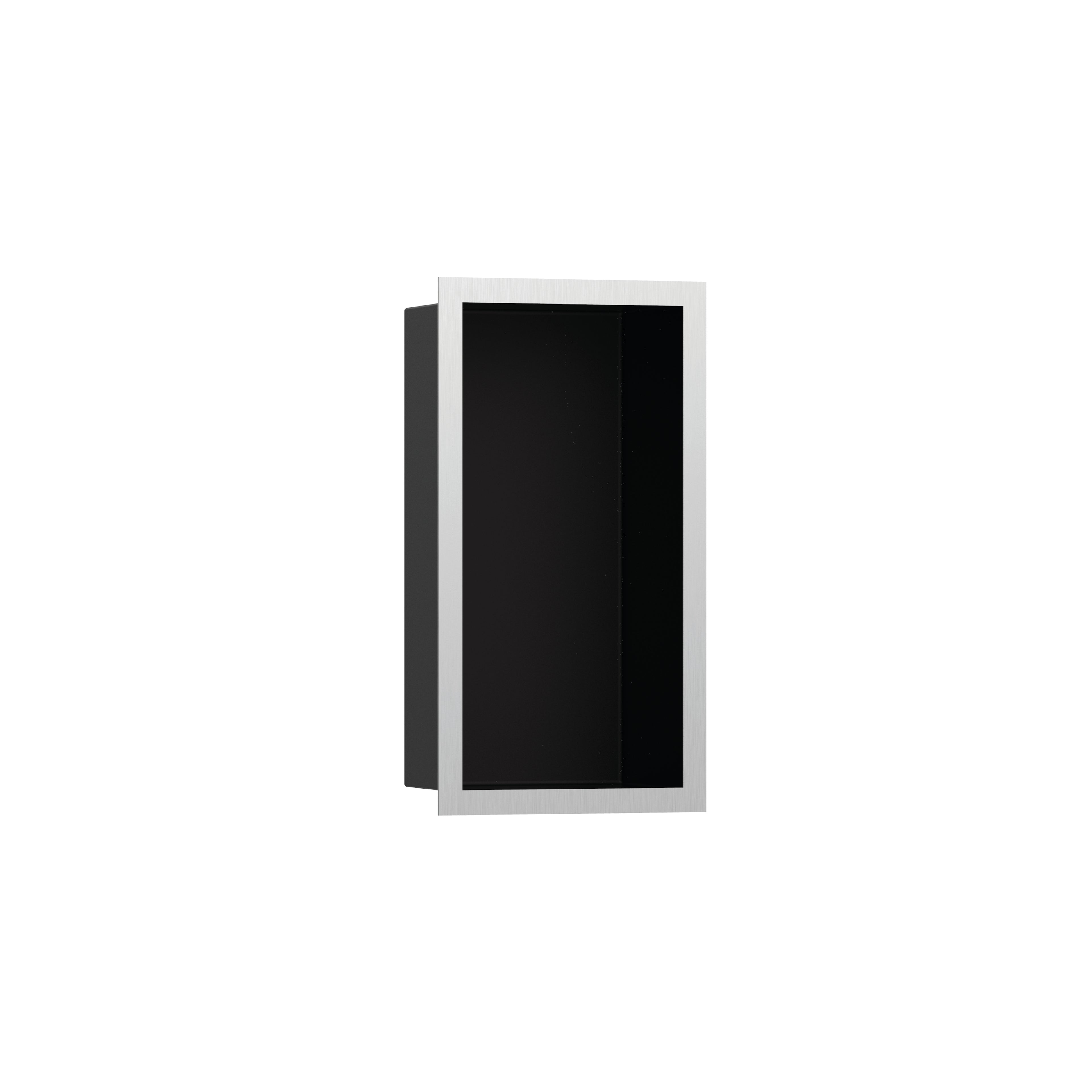 HANSGROHE 56095800 XtraStoris Individual Wall Niche Matte Black with Design Frame 12"x 6"x 4" - Brushed Stainless Steel