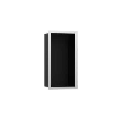 HANSGROHE 56095800 XtraStoris Individual Wall Niche Matte Black with Design Frame 12"x 6"x 4" - Brushed Stainless Steel