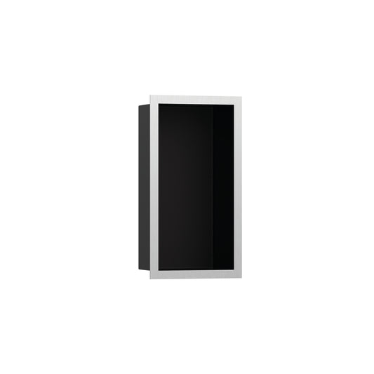 HANSGROHE 56095800 XtraStoris Individual Wall Niche Matte Black with Design Frame 12"x 6"x 4" - Brushed Stainless Steel