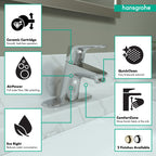 HANSGROHE 04370000 Focus Single-Hole Faucet 70 with Pop-Up Drain, 1.2 GPM - Chrome