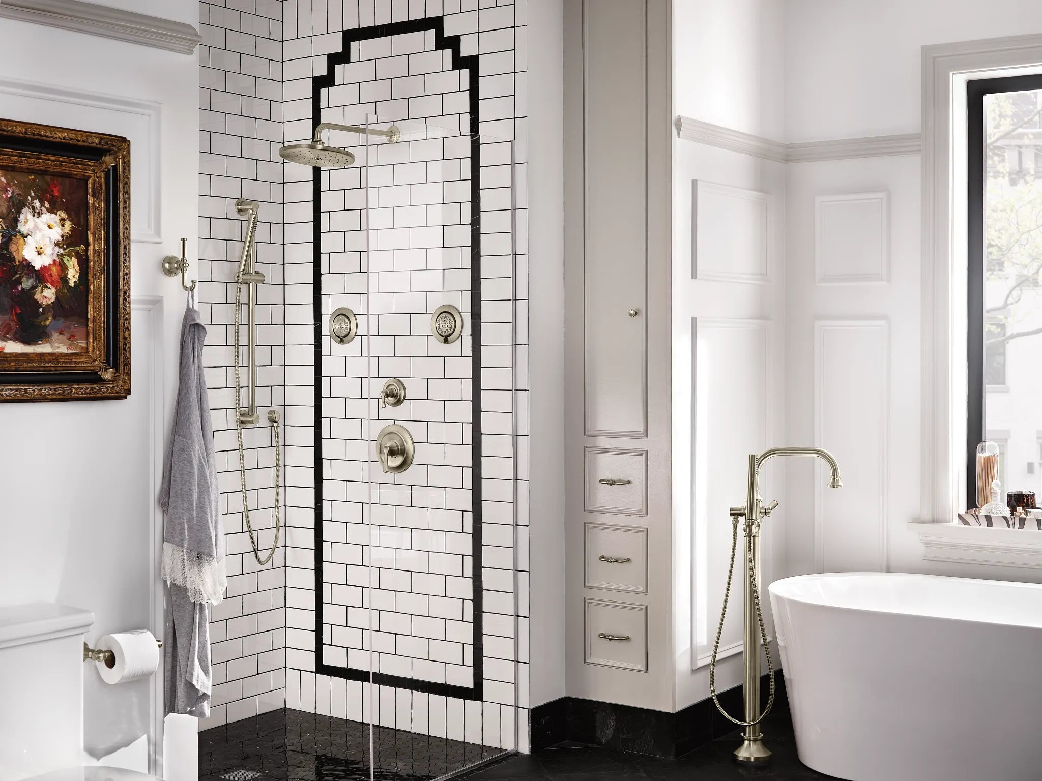 MOEN S44507BN Colinet One-Handle Tub Filler Includes Hand Shower - Brushed Nickel
