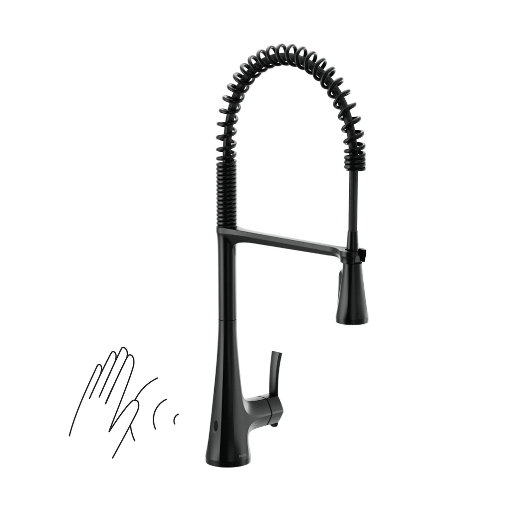 MOEN S5235EWBL Sinema Motionsense Wave One-Handle Pre-Rinse Spring Touchless Kitchen Faucet - Matte Black