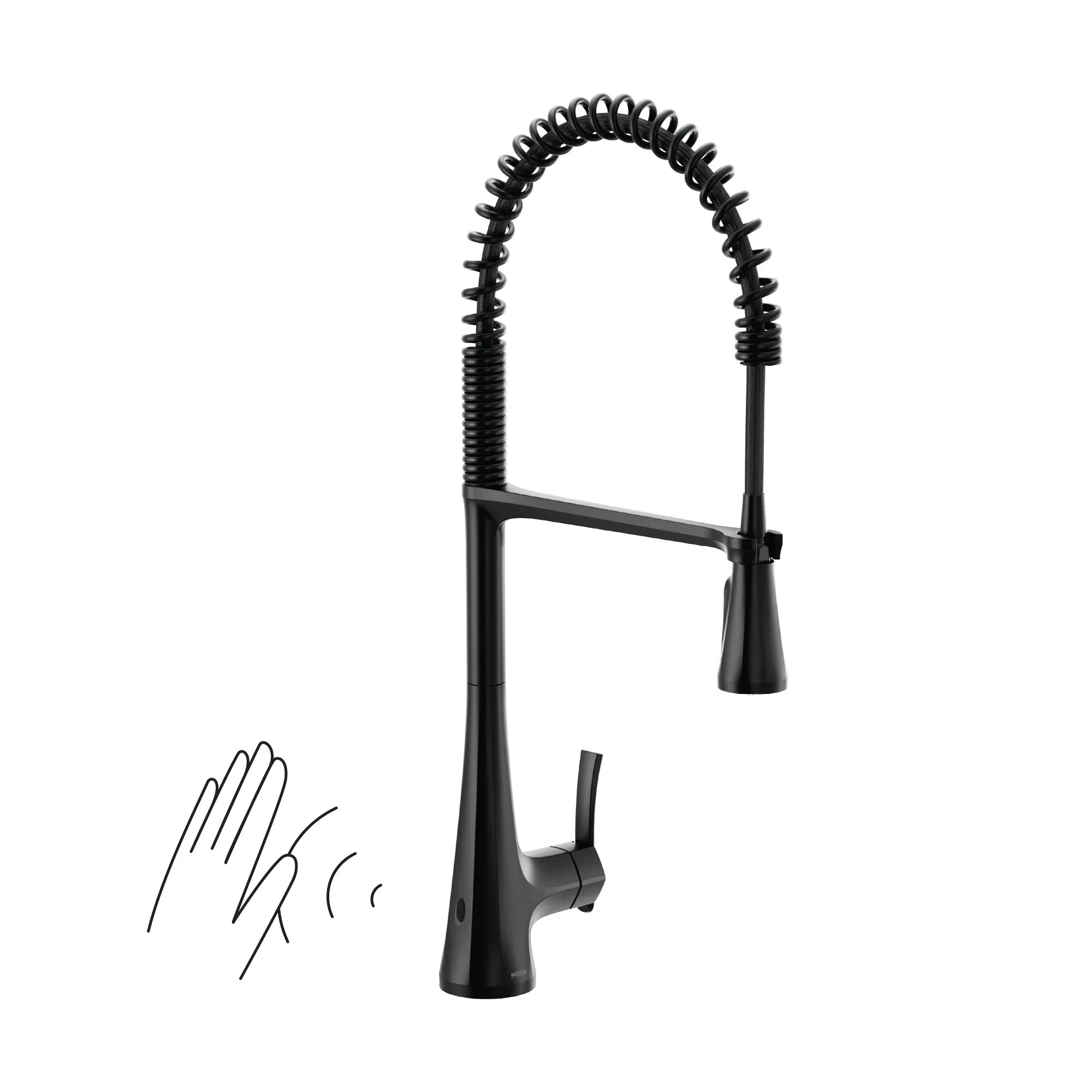 MOEN S5235EWBL Sinema Motionsense Wave One-Handle Pre-Rinse Spring Touchless Kitchen Faucet - Matte Black